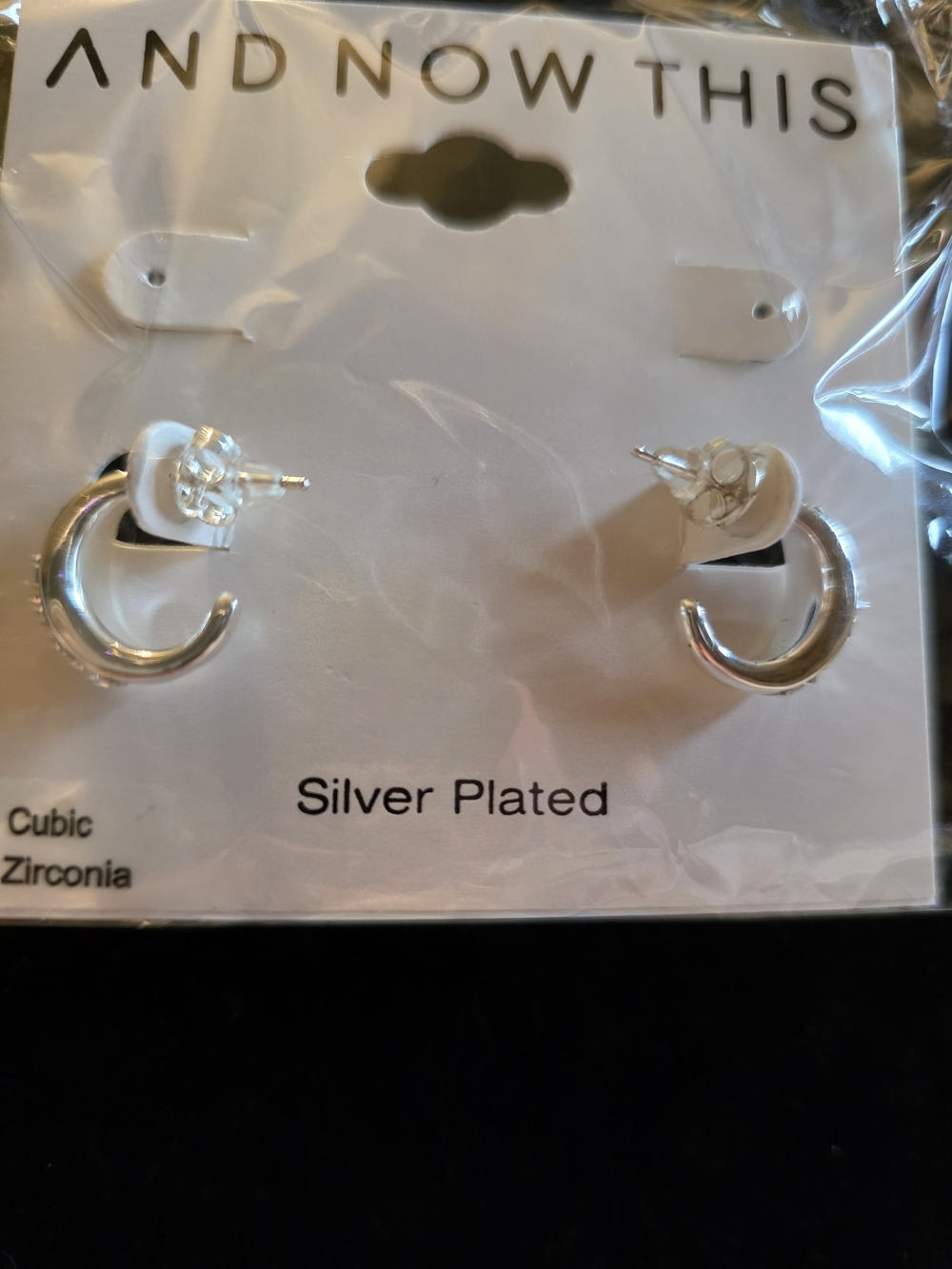 #359 AND NOW THIS Silver Plated Mini Hoop Stud Earrings - Silver